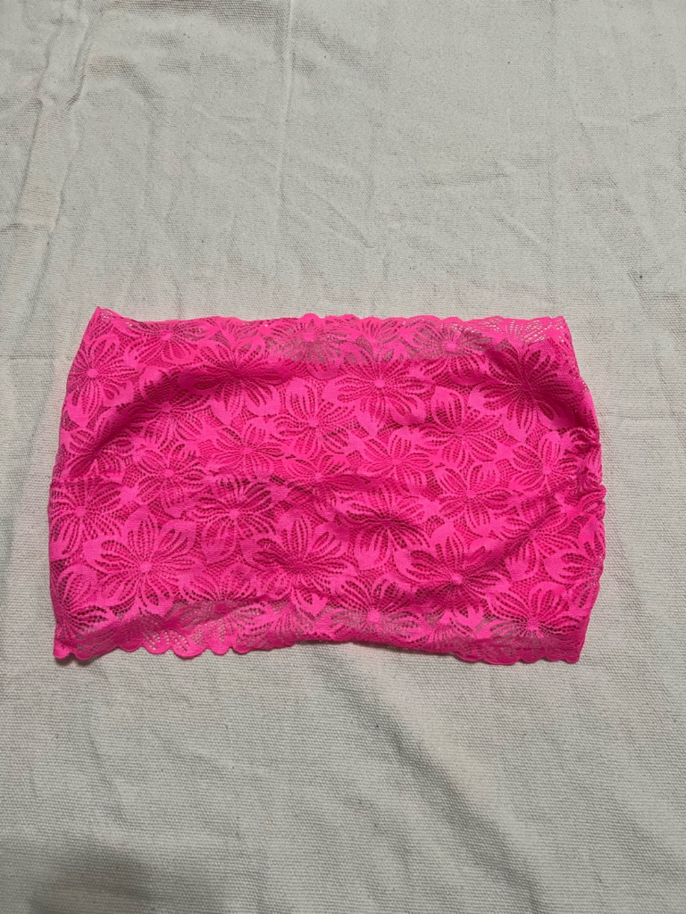 Bright Pink Floral Lace Tube Top size L